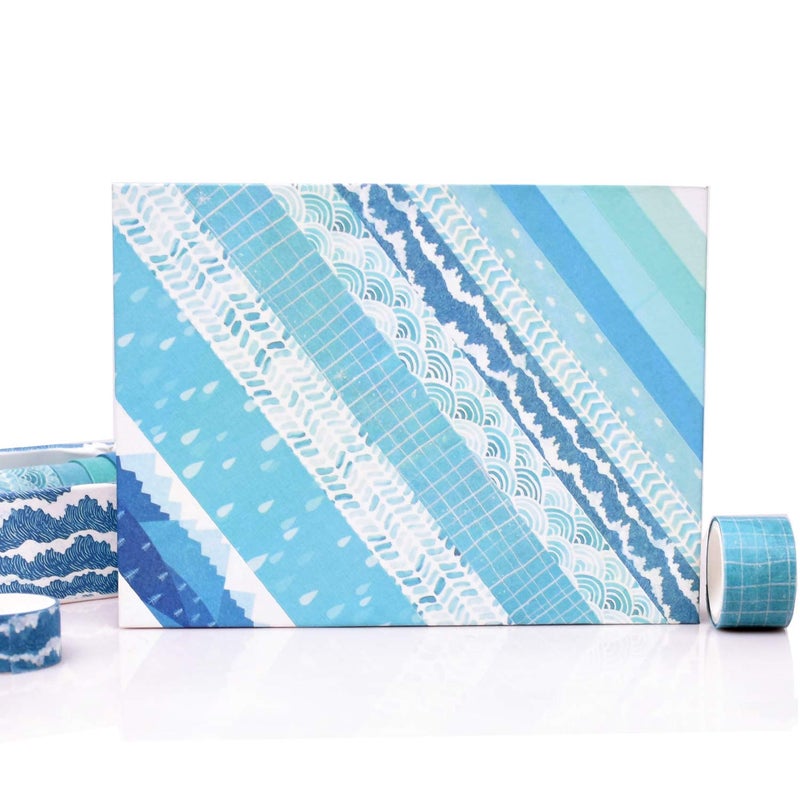 DAPUTOU Washi Tape Set of 12 Rolls,Blue Sea Wave Decorative Washi Masking Tape Sets for Craft,Kids,Scrapbook,DIY,Gift Wrapping - Image 5
